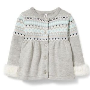 Janie and Jack Fair Isle Sweater with Fur